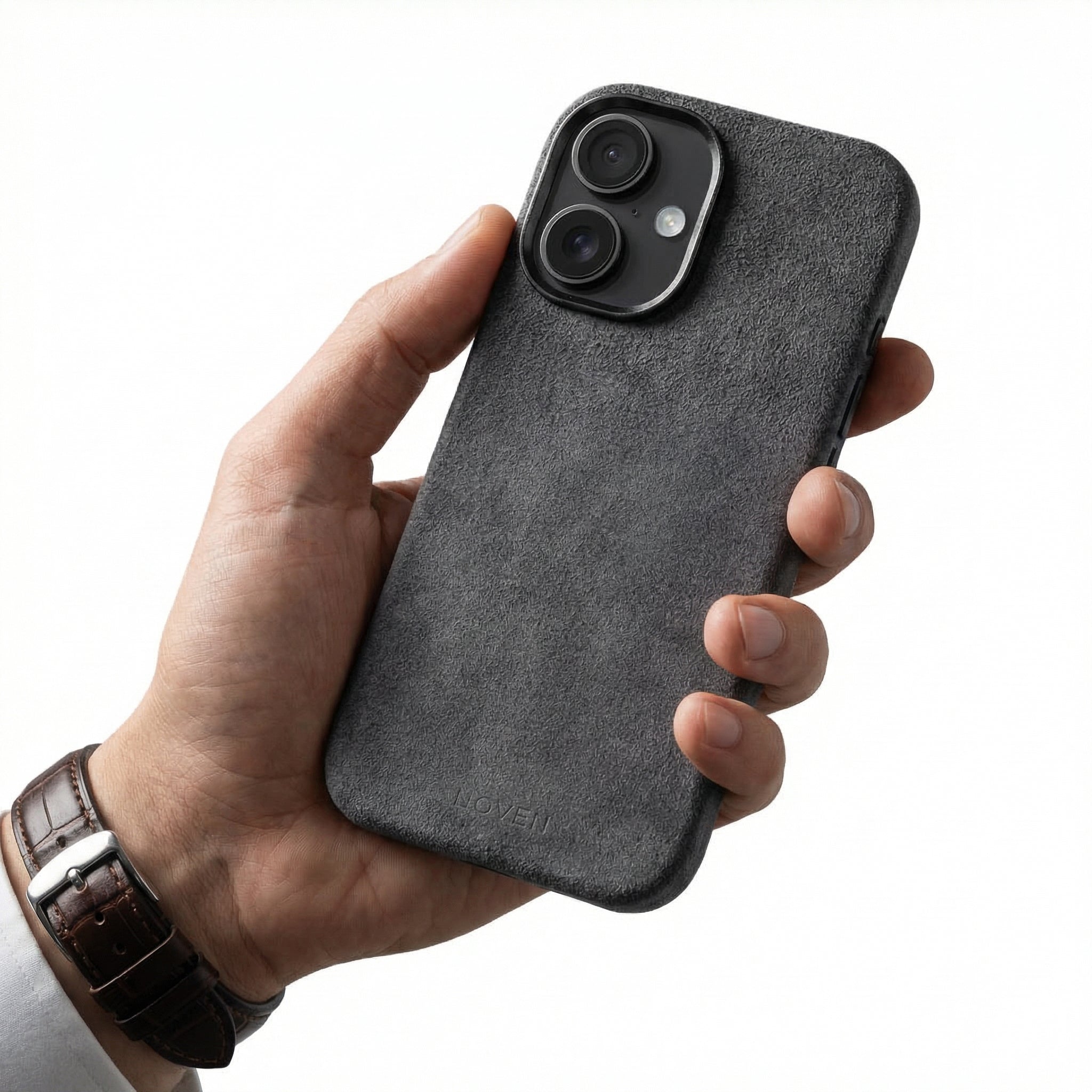 iPhone 16 Funda De Alcantara - Gris Oscuro