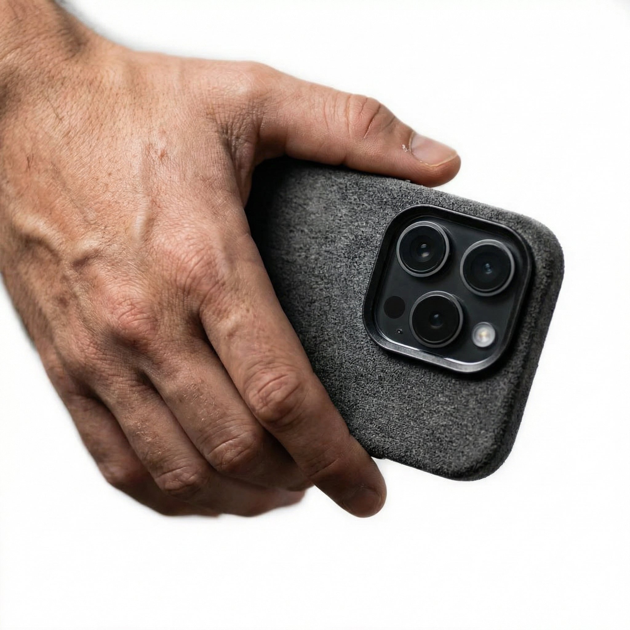 iPhone 14 Pro Funda De Alcantara - Gris Claro